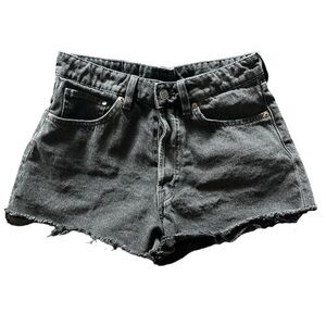 H&M Denim High Rise Distressed Cut Off Jean Vintage Shorts Summer Casual Black 6